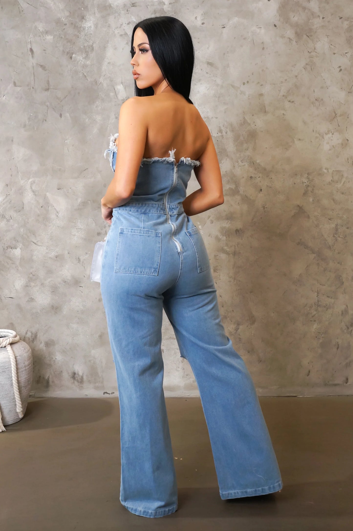 Ripped Denim Jumpsuit